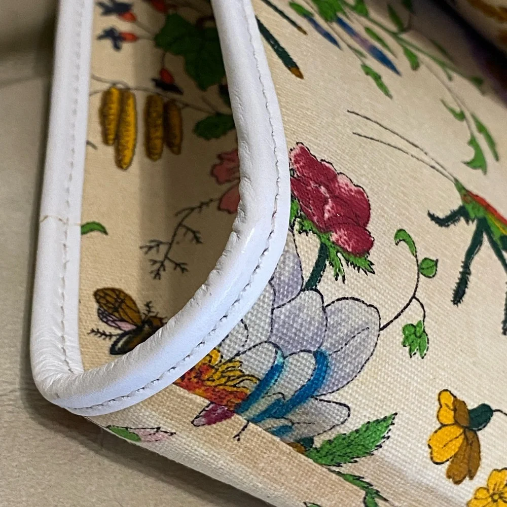 Gucci EUC Large Vintage Flora Shoulder Bag COA Floral Print Canvas - Picture 11 of 16